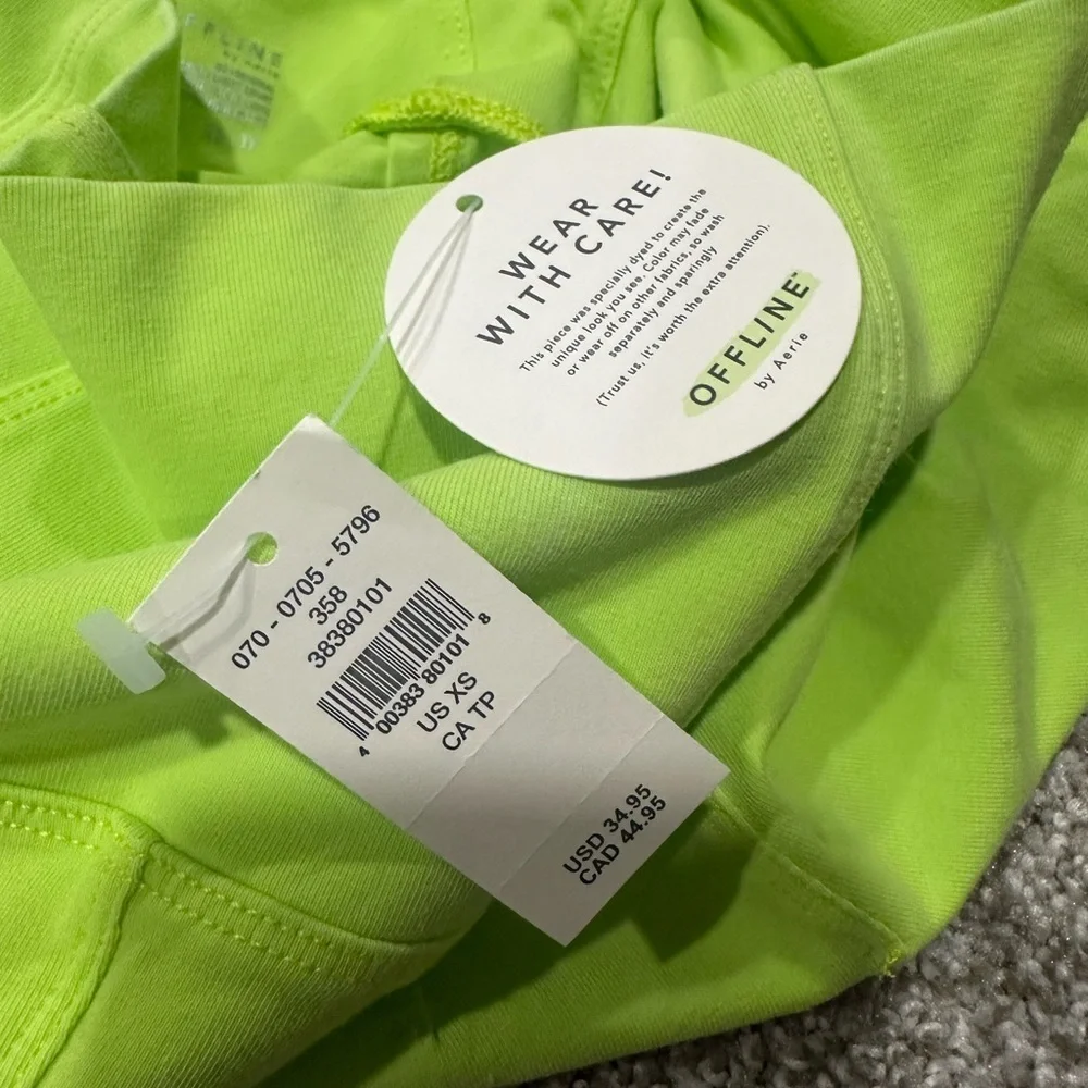 NWT Aerie Shortie Original Short Court Hi Rise Biker Shorts Neon Green XS - Picture 5 of 6